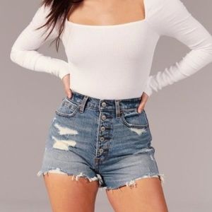 Abercrombie Ultra High Rise Denim Mom Shorts